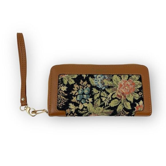 Shein SHEIN Brown Embroidery Carpet Tapestry Women's Long Wallet Grandma Core - Picture 1 of 8